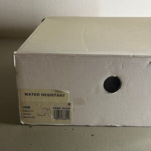 Anne Klein Water Resistant Rina Bootie Chunky Heel in Dark Natural 10 M